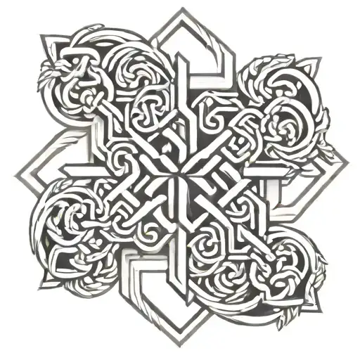 flowers of life in a Tibetan endless knot   tattoo design idea
