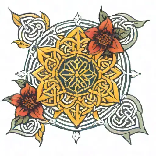 flower of life in a tibetan endless knot tattoo design idea