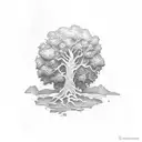 tattoo linework. oak tree tattoo design idea