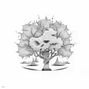 tattoo linework. oak tree tattoo design idea