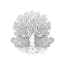 tattoo linework. oak tree tattoo design idea