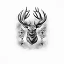 dark evil elk tattoo design idea