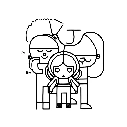 three human siblings, two are female and one male tattoo design idea