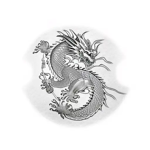 dragon wich carp tattoo design idea