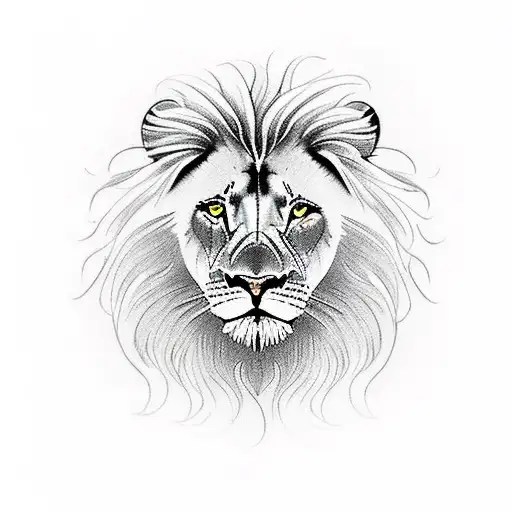 A majestic lion surrounded by a vibrant landscape of sunflowers and butterflies tattoo design idea