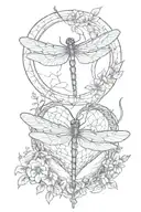 dragonfly in a heart with the earth on this back ground tattoo design idea