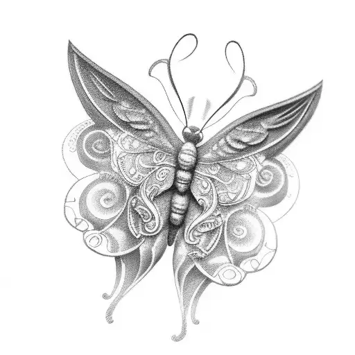 Butterfly wings forming a horse racing trophy tattoo design idea