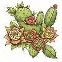 Cactus tattoo including symbols of freedom, strenght, lust and love  tattoo design idea