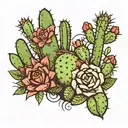 Cactus tattoo including symbols of freedom, strenght, lust and love  tattoo design idea