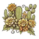 Cactus tattoo including symbols of freedom, strenght, lust and love  tattoo design idea