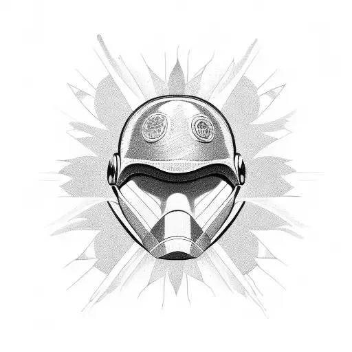 Army helmet surrounded by rays of a rising sun tattoo design idea