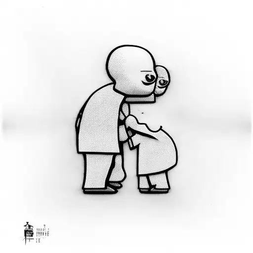 Father love for single child without mother. It should show hustle and loneliness  tattoo design idea