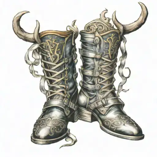 knights boot with antlers intertwined tattoo design idea