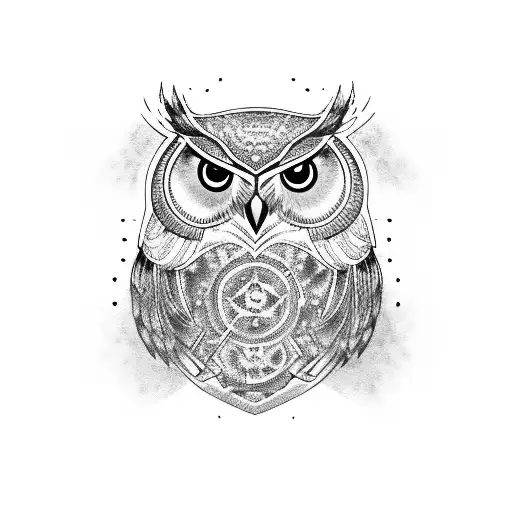 owl With Blue eyes  tattoo design idea