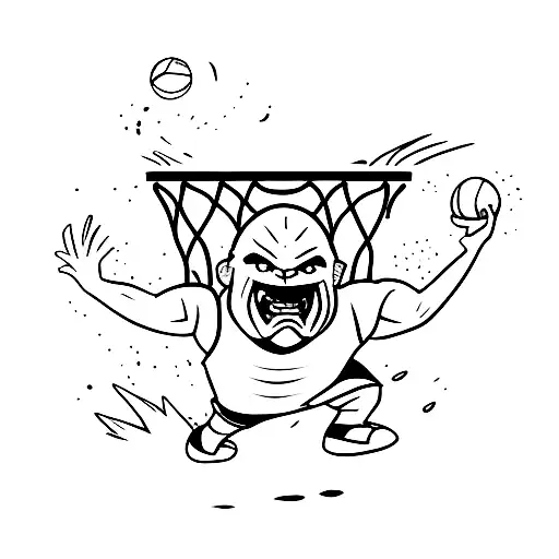 pudge from dota 2 dunking a basketball tattoo design idea