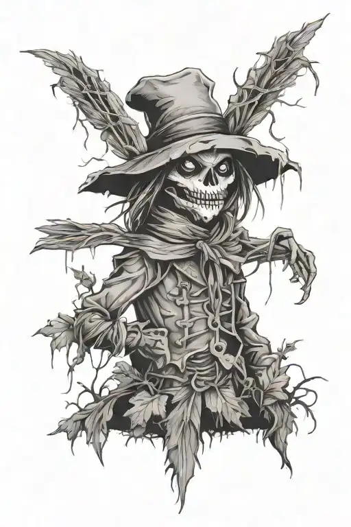 scarecrow in the backwoods  tattoo design idea