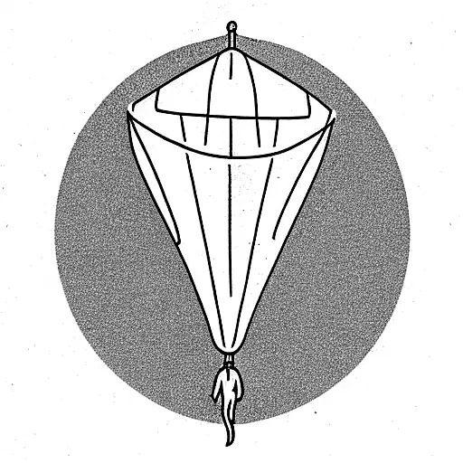 a slingshot in front of a parachute with the words Adulthood tattoo design idea