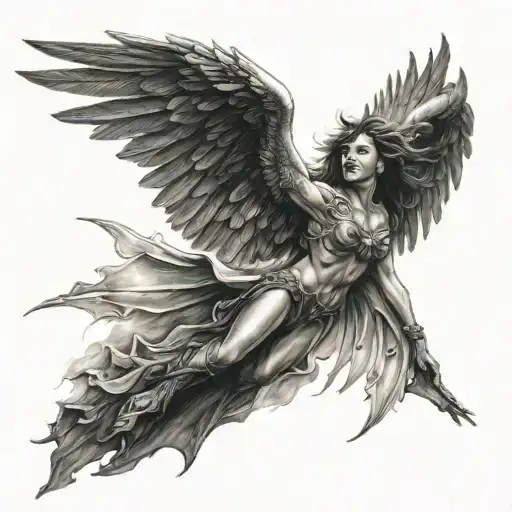 dark angel and pointy teeth tattoo design idea