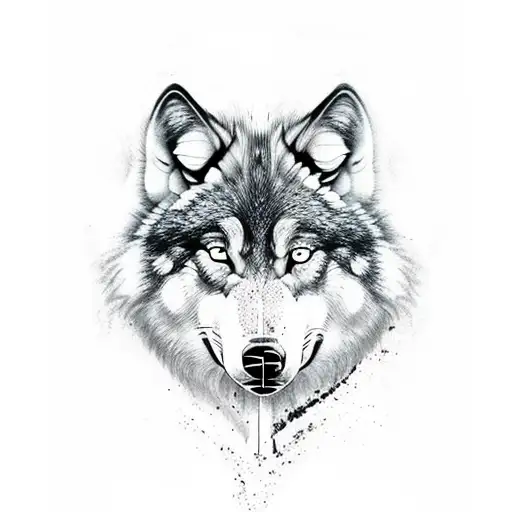 black and white pasive wolf tattoo design idea