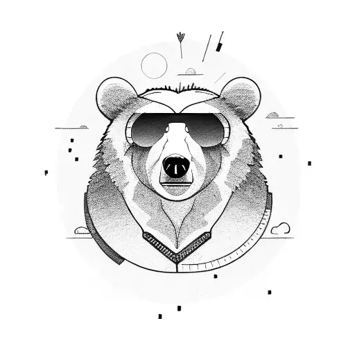 bear with sunglasses tattoo design idea