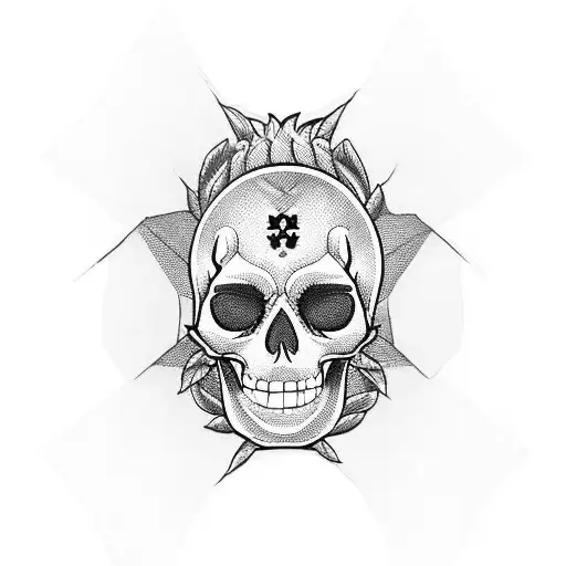 pineapple skull and cross bones tattoo design idea