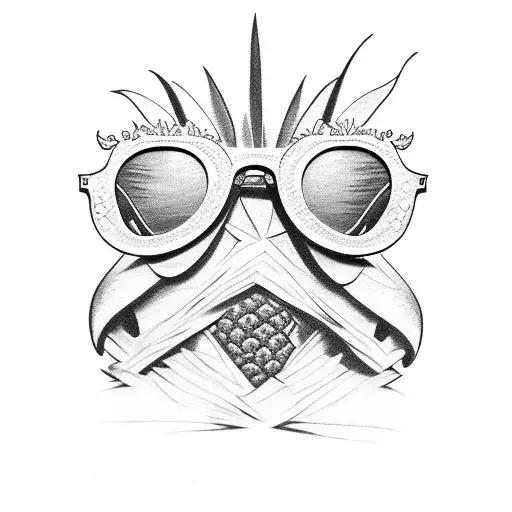 pineapple with sunglasses tattoo design idea