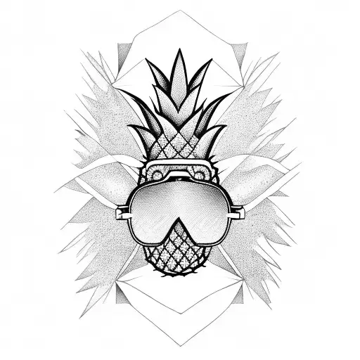 pineapple with sunglasses tattoo design idea
