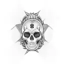 pineapple skull and cross bones tattoo design idea