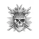 pineapple skull and cross bones tattoo design idea