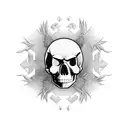 pineapple skull and cross bones tattoo design idea