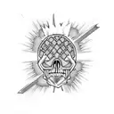 pineapple skull and cross bones tattoo design idea