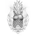 pineapple with sunglasses tattoo design idea