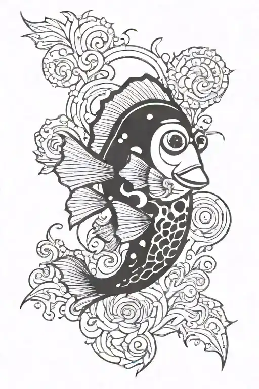 dory, semi colon tattoo design idea