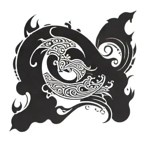 crying moon tattoo design idea