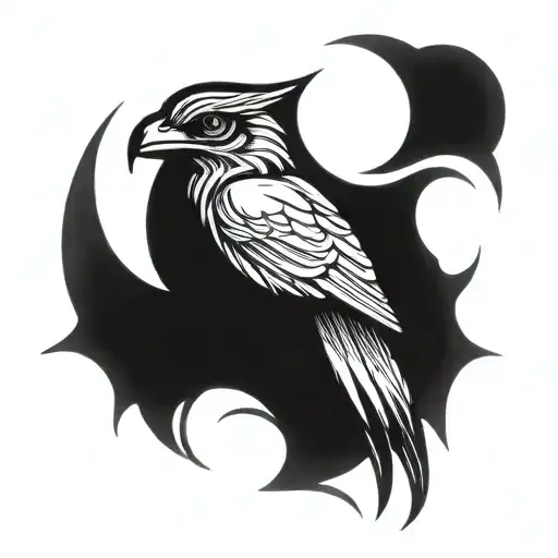 whippoorwill and crying moon  tattoo design idea
