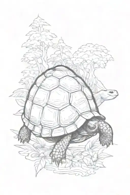 tortoise with tree on back tattoo design idea