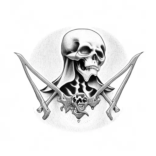 Grim reaper holding 7 card tattoo design idea