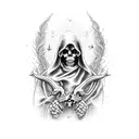 Grim reaper holding 7 card tattoo design idea