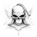 Grim reaper holding 7 card tattoo design idea