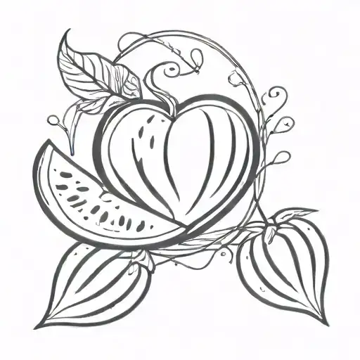 heart shaped watermelon with vines growing together tattoo design idea