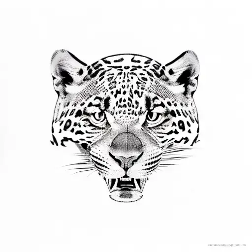 Jaguar hunting pose  moutains and moon the backround tattoo design idea