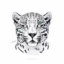 Jaguar hunting pose  moutains and moon the backround tattoo design idea