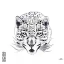 Jaguar hunting pose  moutains and moon the backround tattoo design idea