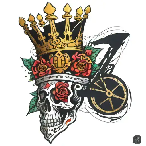 queen crown and bicycle parts   tattoo design idea