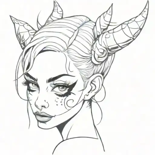 devil girl rolling eyes looking tattoo design idea