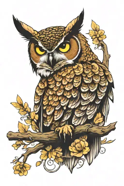 Great horned owl tattoo design idea
