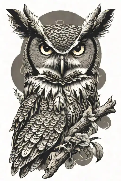 Great horned owl tattoo design idea