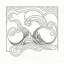 wave with two H P Lovecraft tattoo design idea