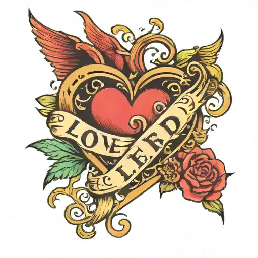 loveheart containing 3 letters L M D tattoo design idea