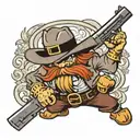 yosemite Sam holding a revolver tattoo design idea